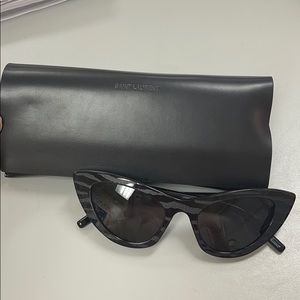 YSL Black Zebra Embossed Cat Eye Sunglasses
